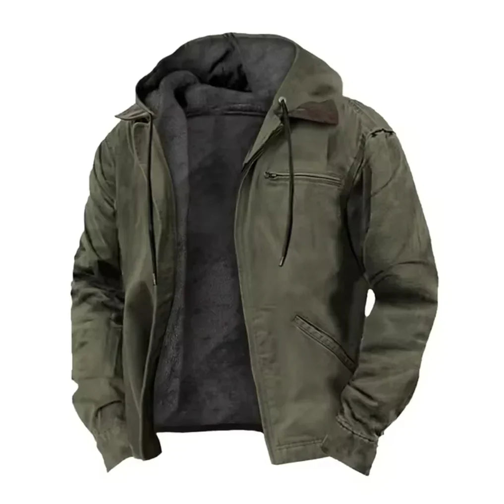 Blouson À Capuche Élégant En Polaire & Daim