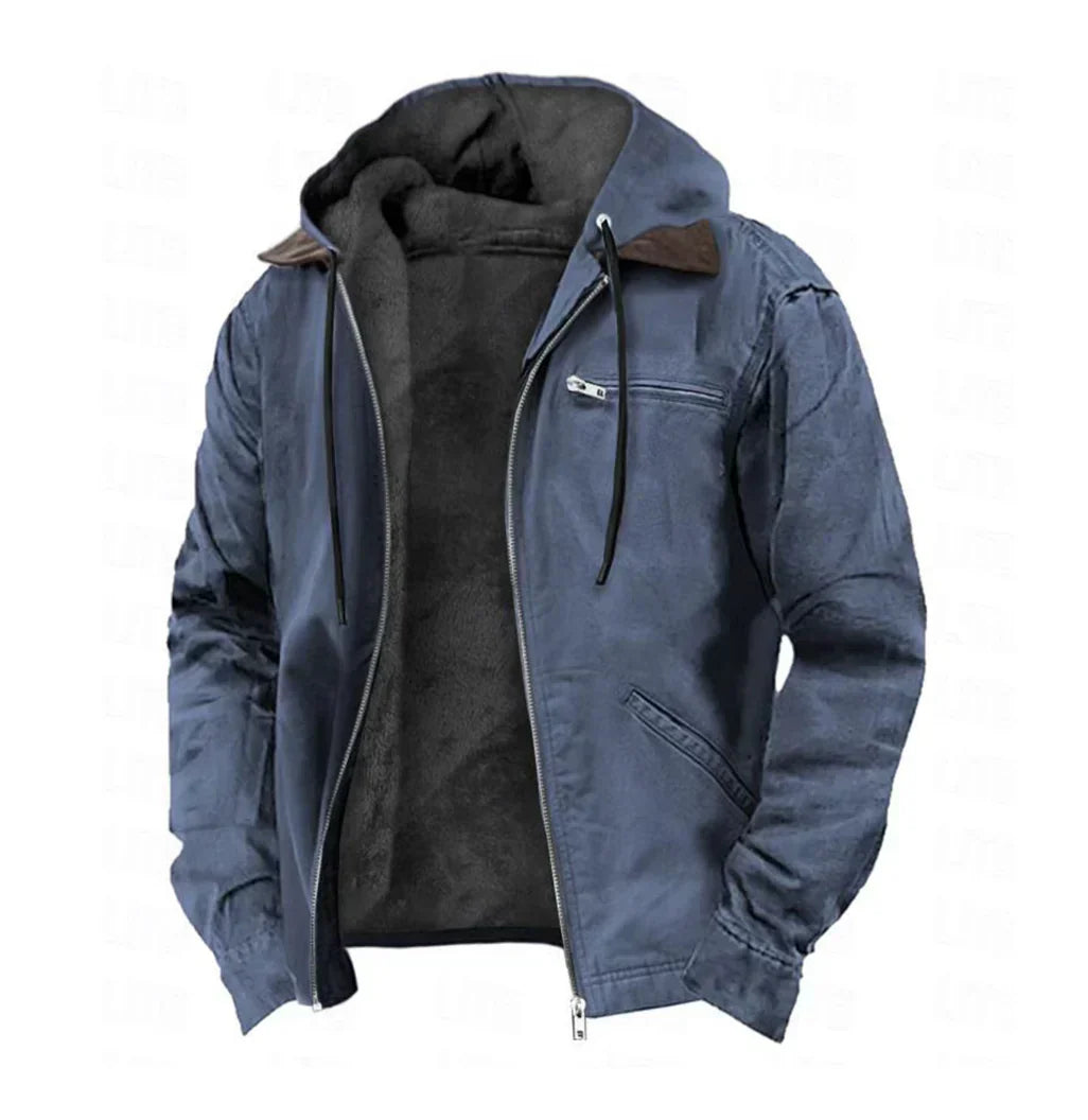 Blouson À Capuche Élégant En Polaire & Daim