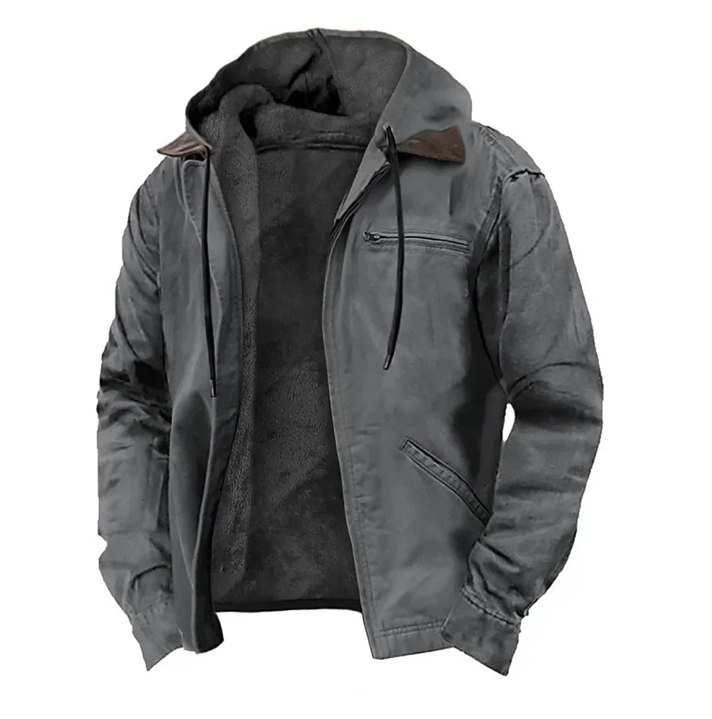 Blouson À Capuche Élégant En Polaire & Daim